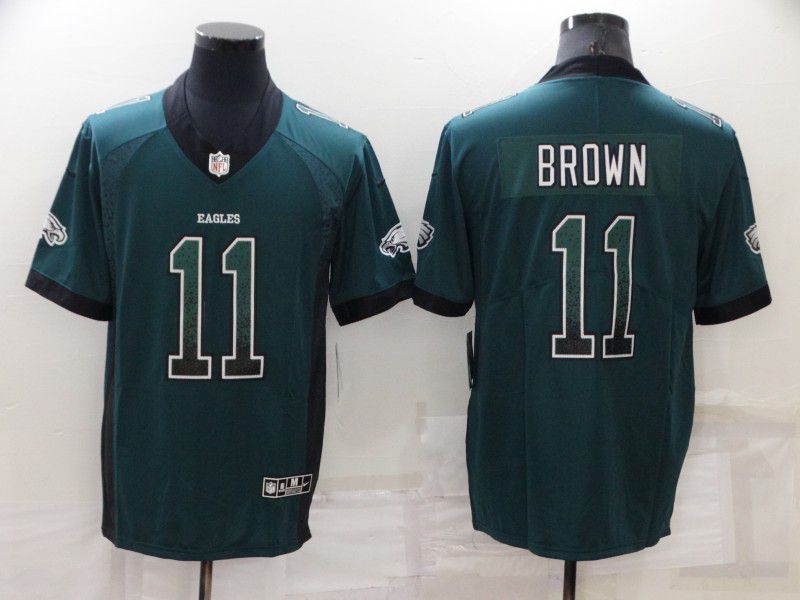Men Philadelphia Eagles 11 Brown Green 2022 Nike Drift Fashion Color Rush Limited NFL Jersey